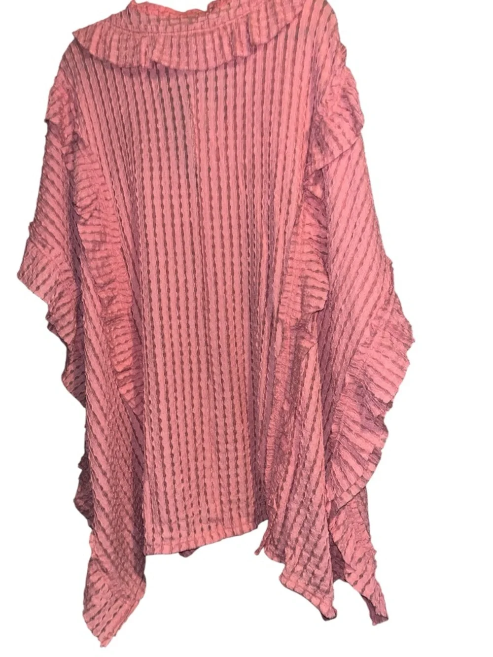 BlueVelvet L/ XL Pink Ruffled Knit Button Front Cardigan
